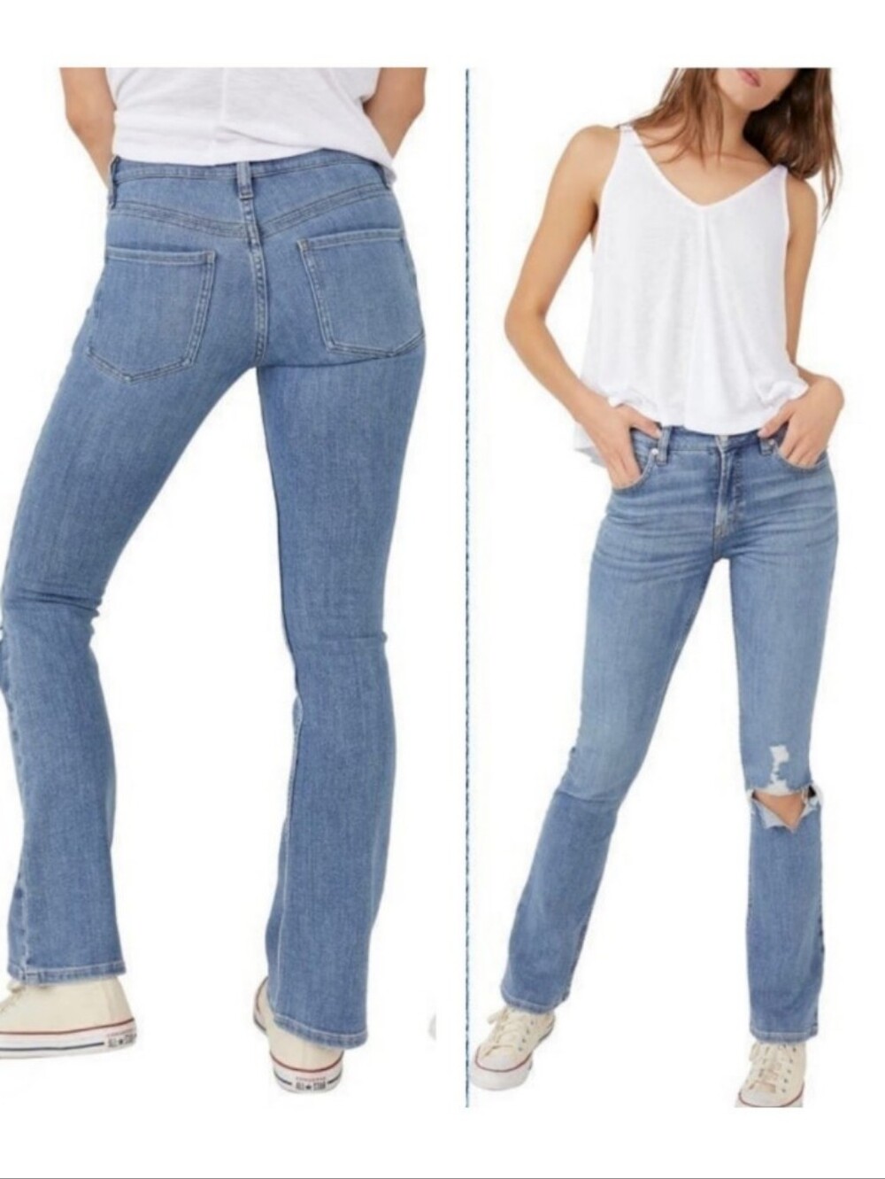 Free People We The Free Carmen Flare Vintage Indigo Women's 29 Distressed Ripped